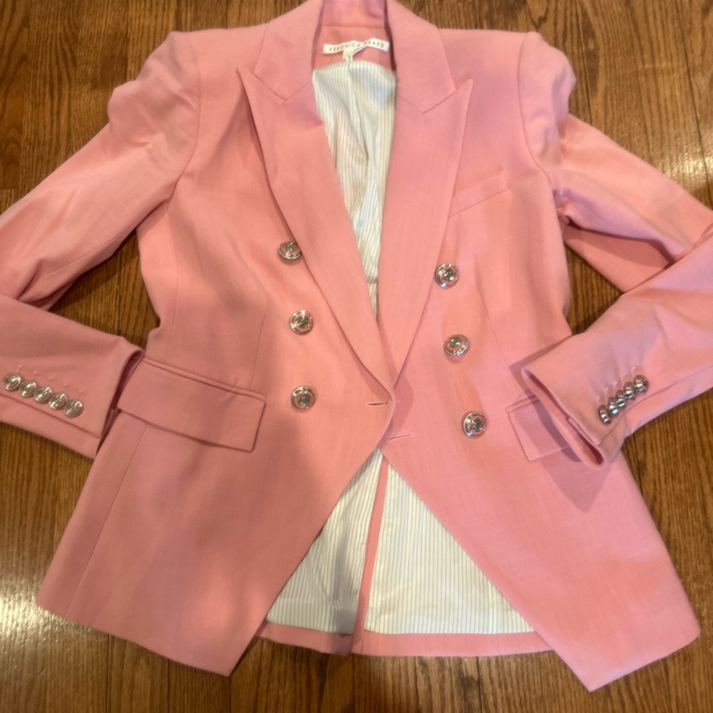Veronica Beard Light Pink Double-Breasted Blazer - Picture 3 of 4